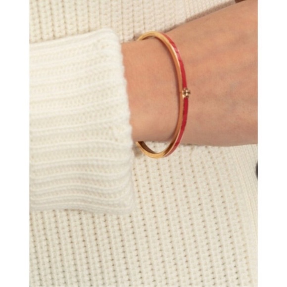 Tory Burch Red Kira Thin Bangle Bracelet - Picture 3 of 5